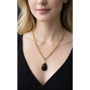 Pomina Gold Black Pendet Necklace New